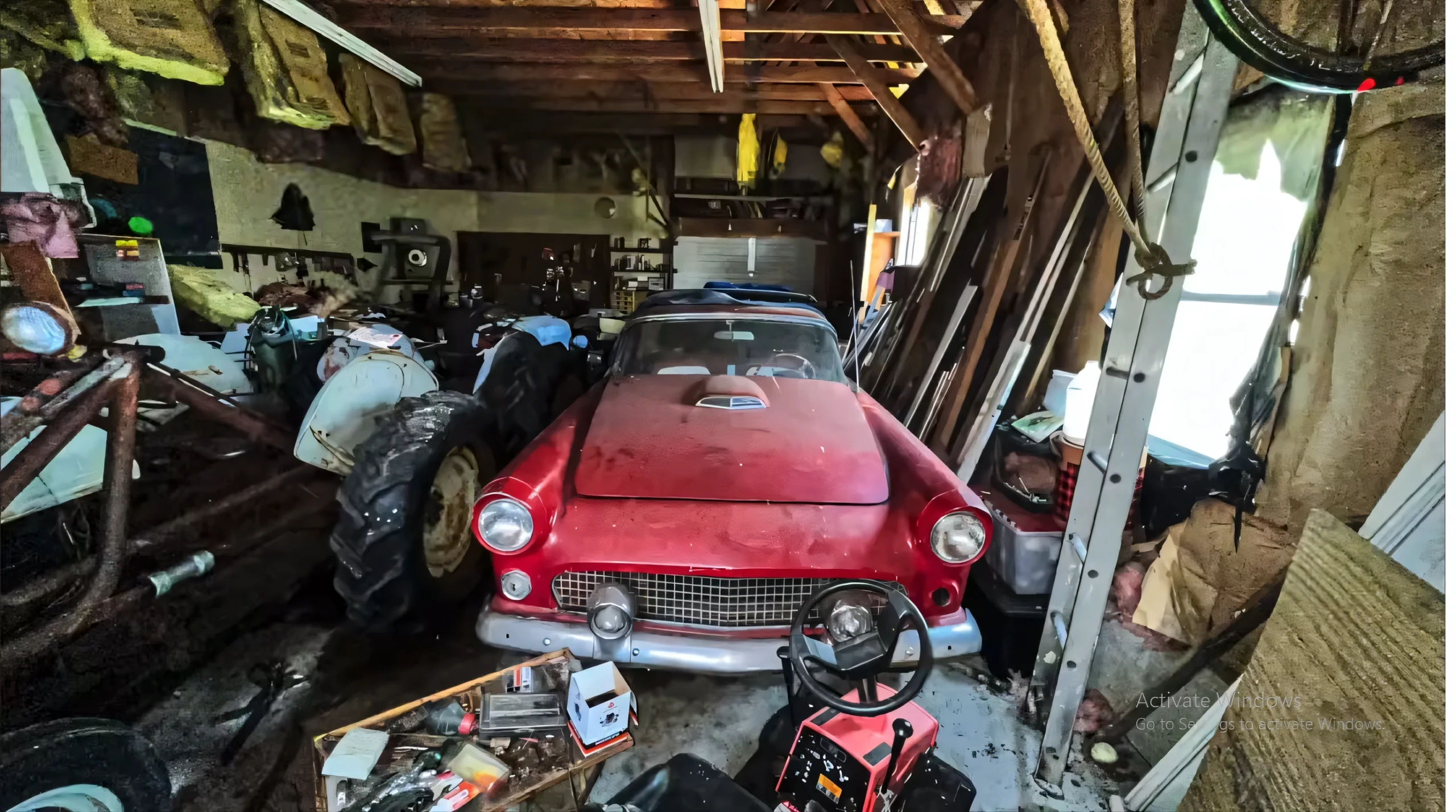 Abandoned House Hides Almost Pristine 1955 Ford Thunderbird in the Garage