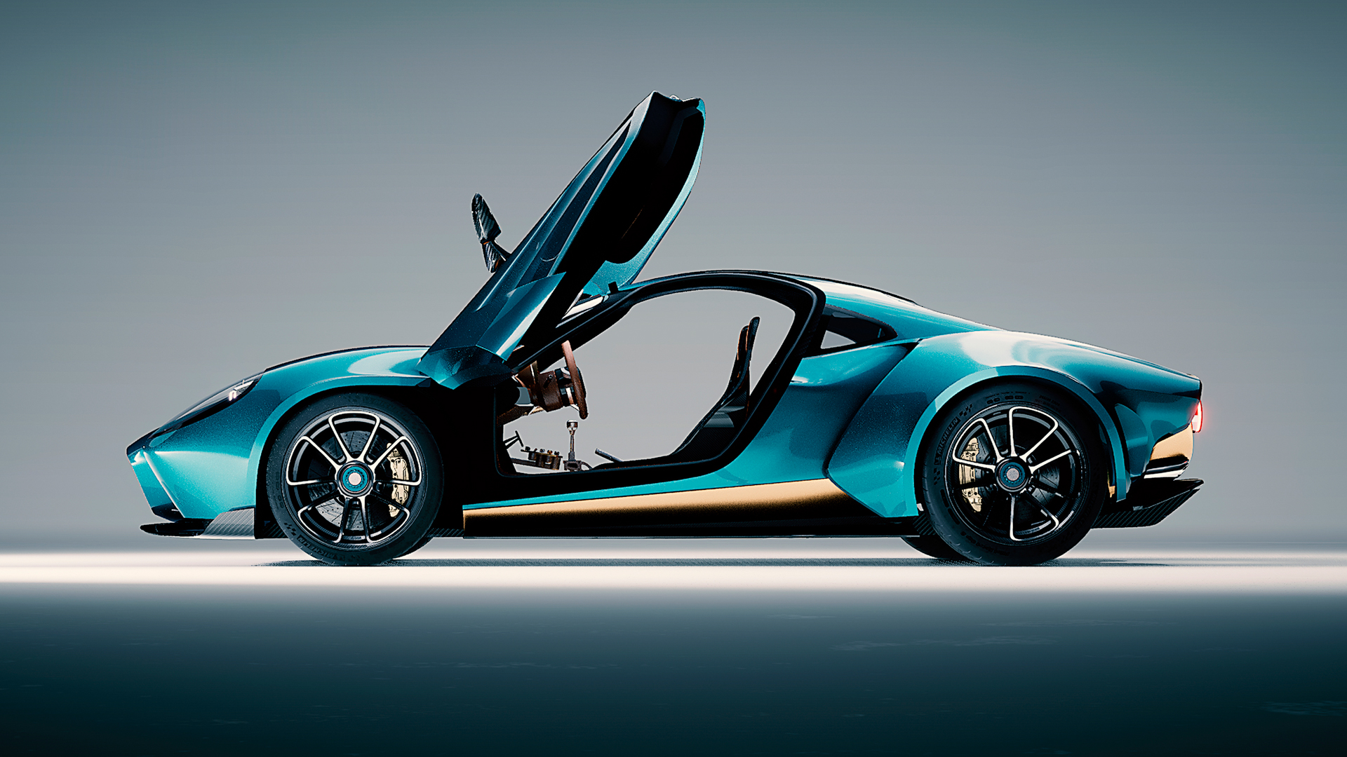 Close-up of the Ælla-60's 3.6-liter naturally aspirated V8 engine, highlighting its power and craftsmanship.