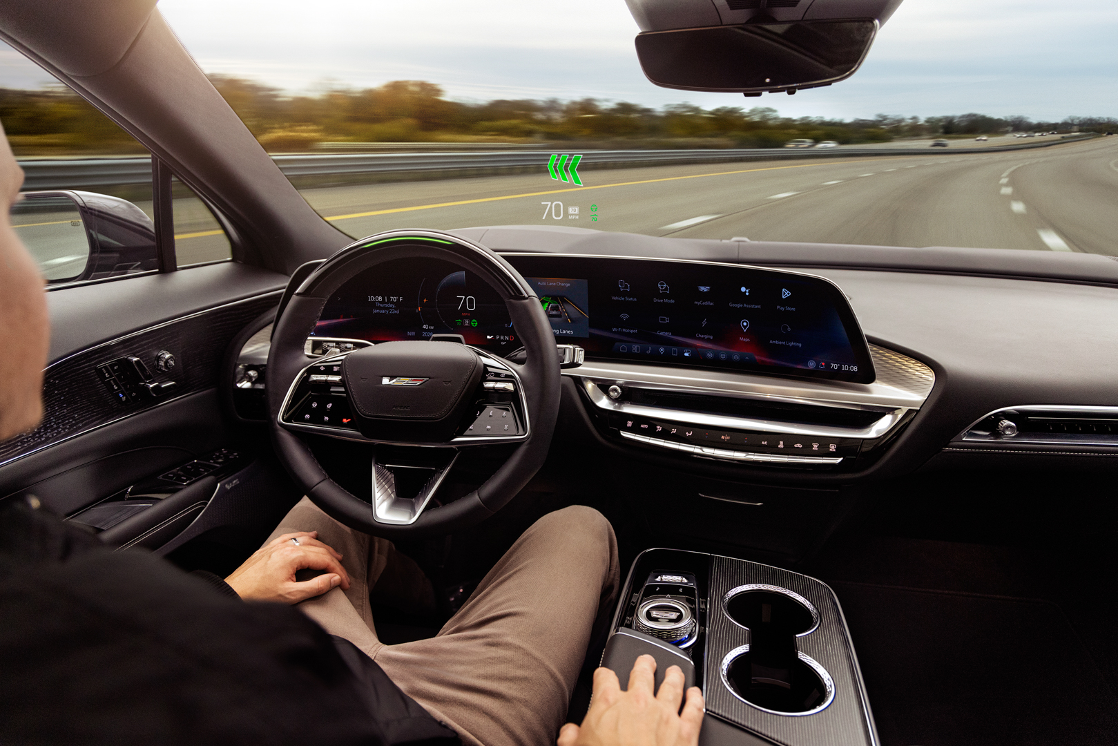 Panoramic fixed glass roof of the Cadillac Lyriq V offering a spacious and airy interior.