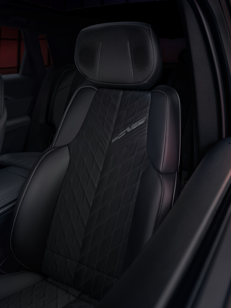 Dual-plane augmented reality heads-up display in the Cadillac Lyriq V for enhanced driving experience.