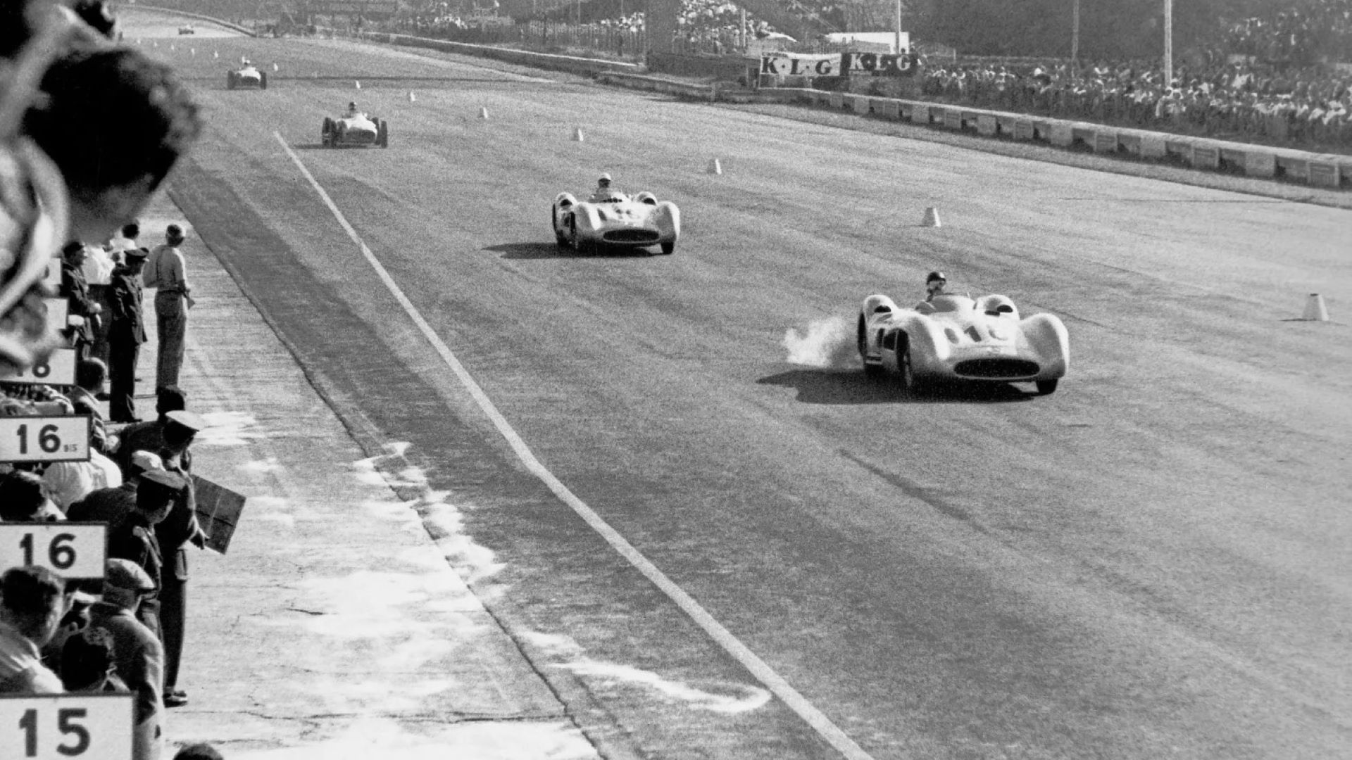Legendary driver Juan Manuel Fangio at the wheel of the 1954 Mercedes-Benz W196R