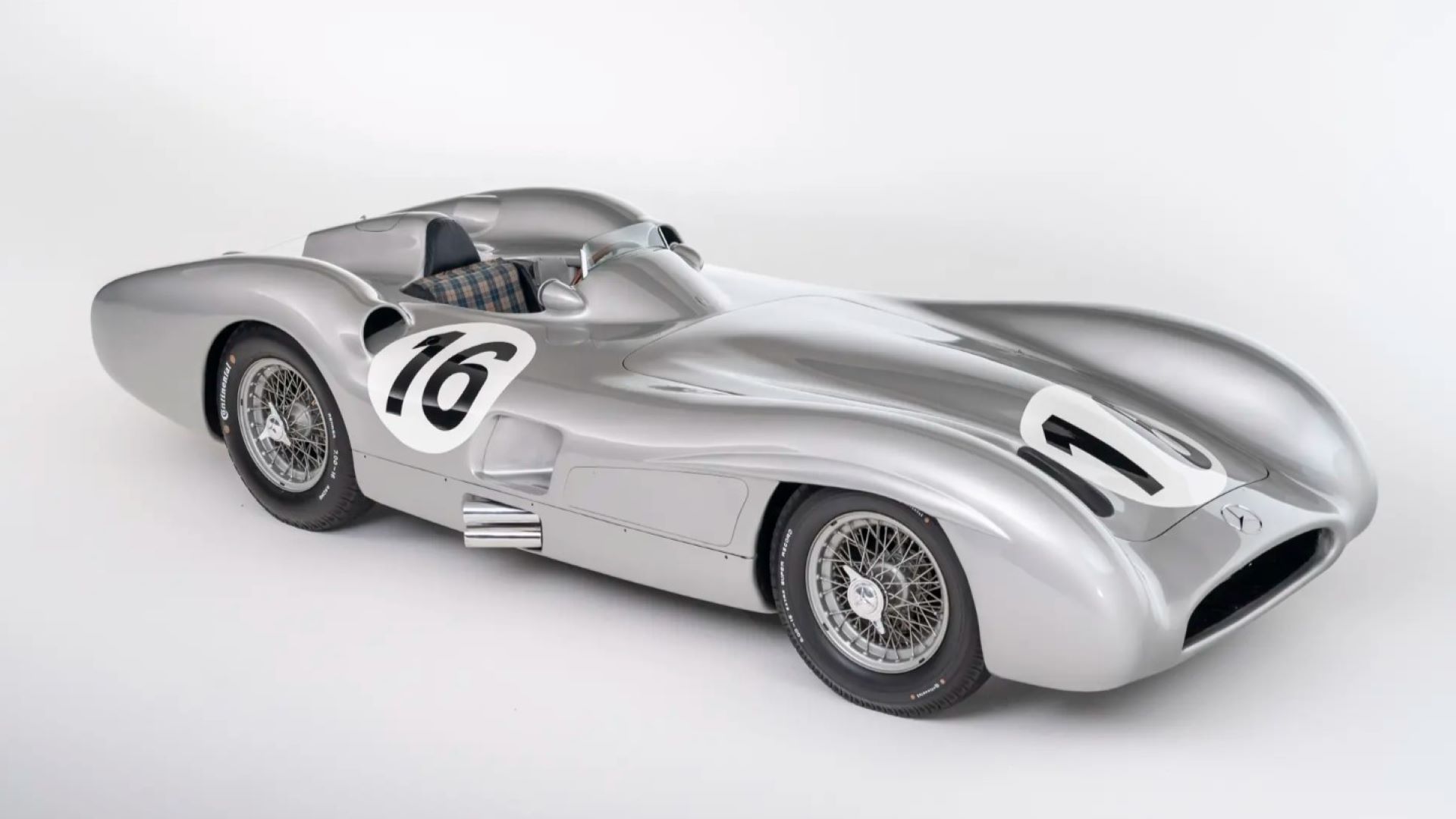 The Mercedes-Benz W196R Monza Streamliner on display at the Indianapolis Motor Speedway Museum