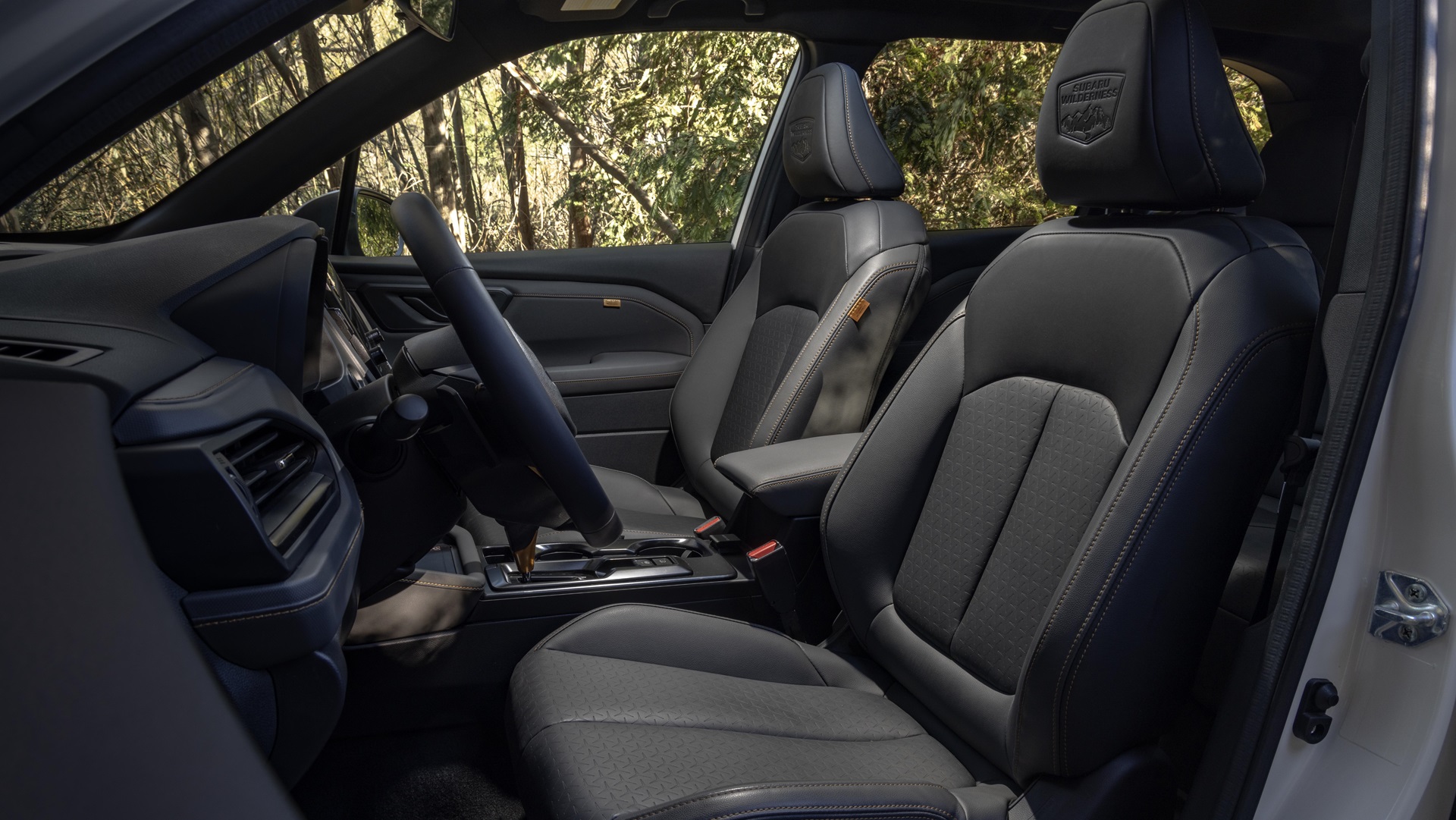 Dashboard of the 2026 Subaru Forester Wilderness, featuring a 12.3-inch digital instrument cluster with exclusive graphics.