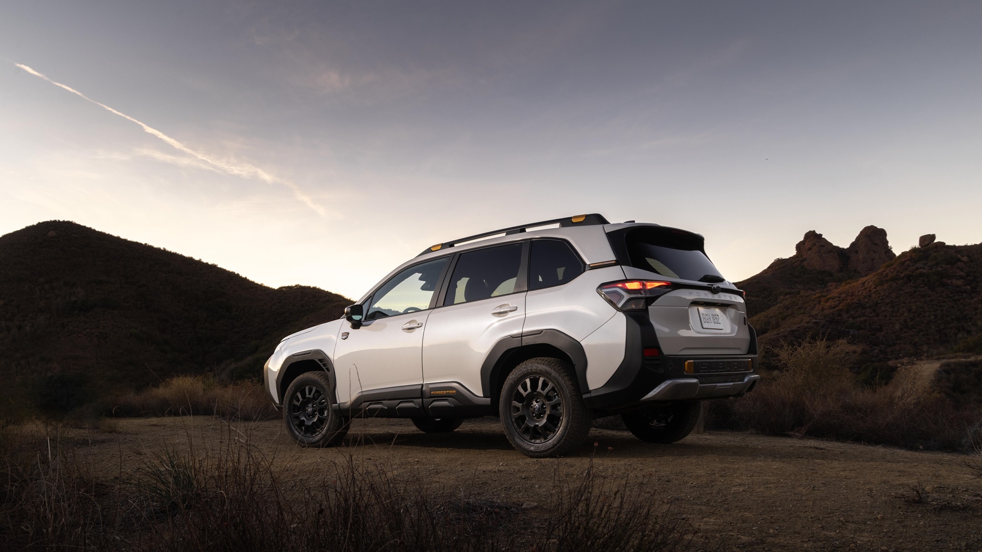 Anthracite-finished 17-inch wheels of the 2026 Subaru Forester Wilderness, wrapped in Yokohama Geolandar tires.