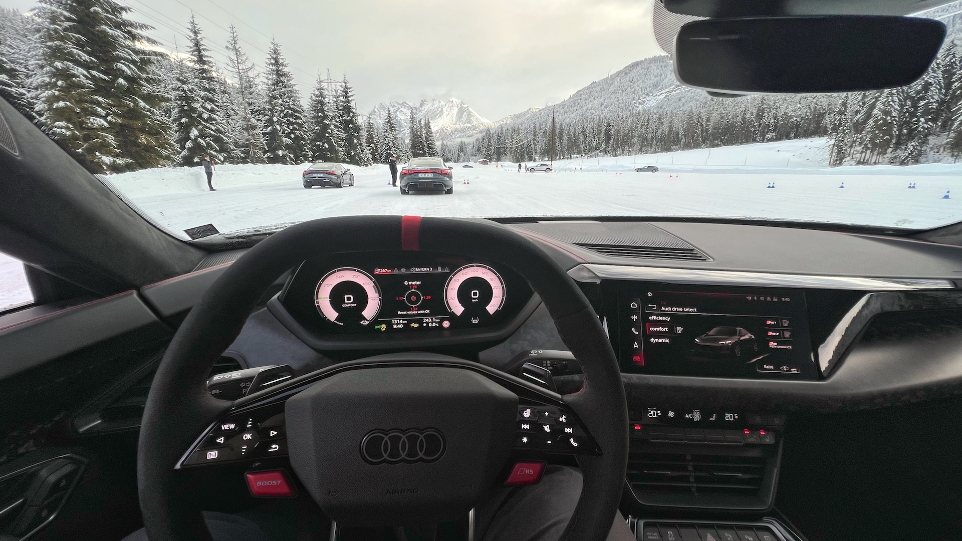 Sign indicating the Audi Driving Experience location in Seefeld, Austria.