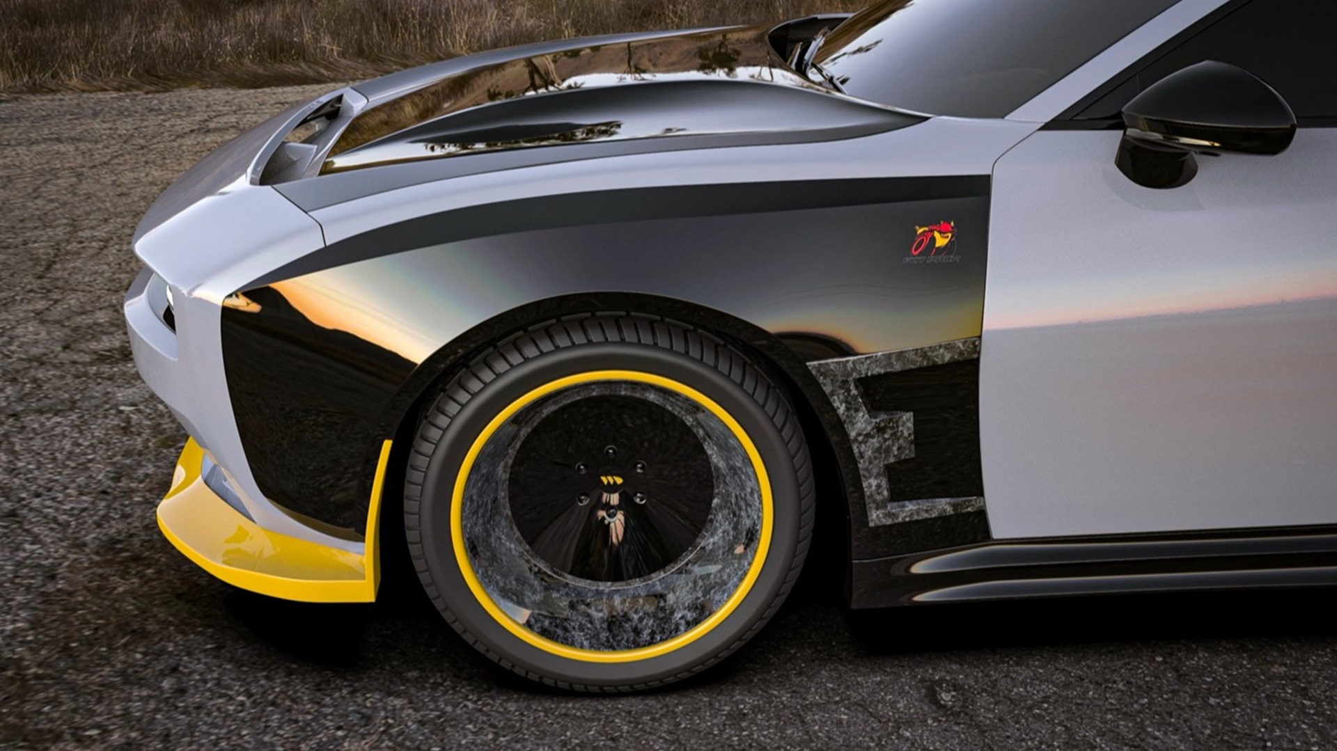 Dodge Charger Daytona Rear View with Widebody Kit Rear view of the Dodge Charger Daytona with Waido widebody kit, highlighting the redesigned lower rear bumper and Daytona-bra