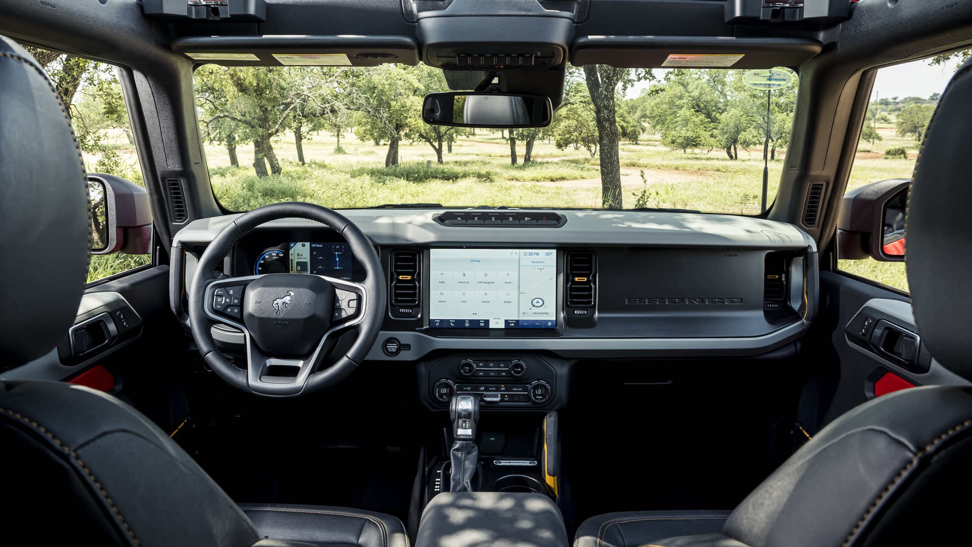 Ford Bronco equipped with Sasquatch Package and rear suspension details