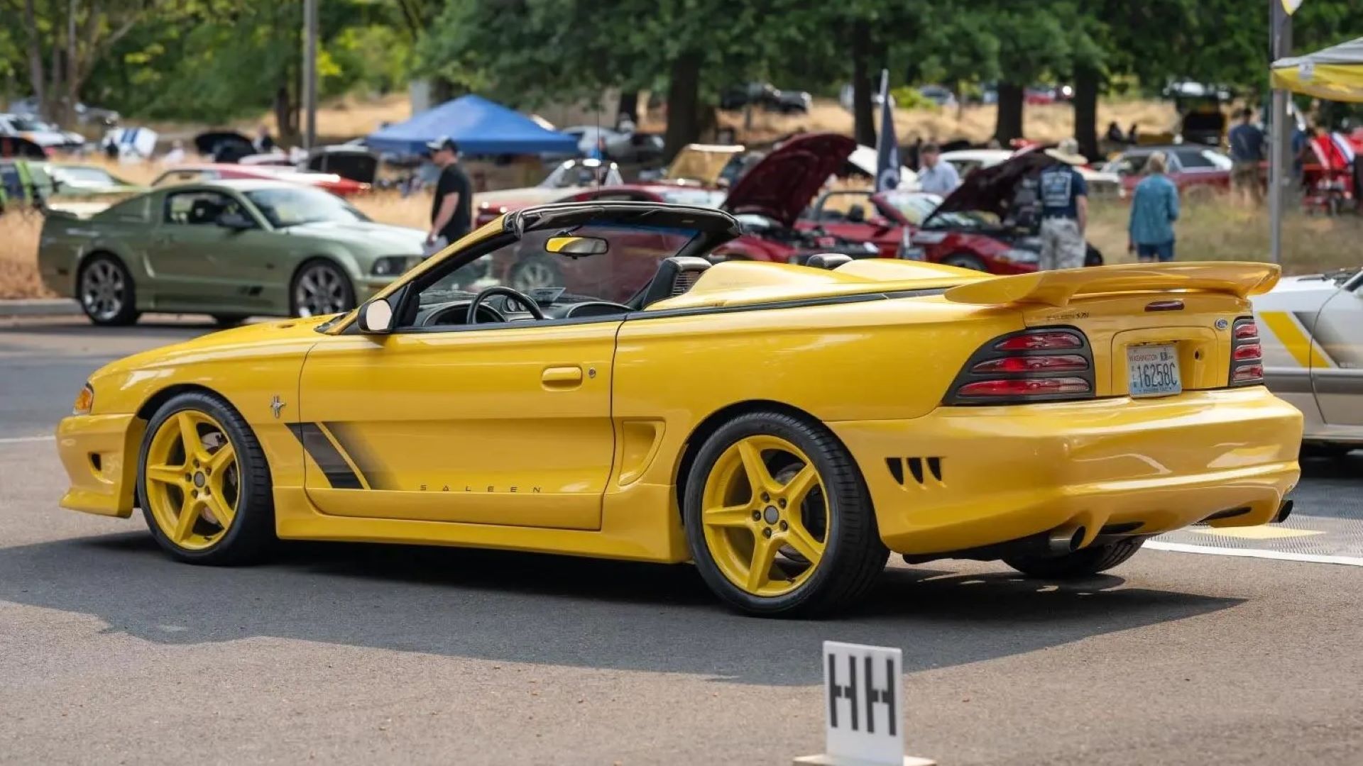 Odometer reading of the Saleen S351 Mustang showing low mileage