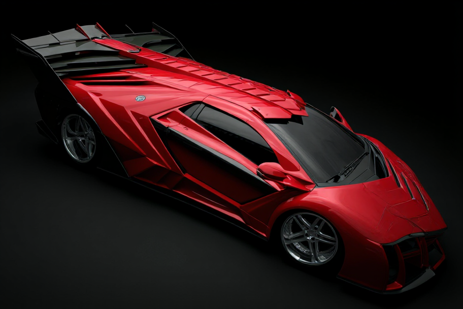 Rear angle of BEAST supercar showcasing its dynamic design and taillight details