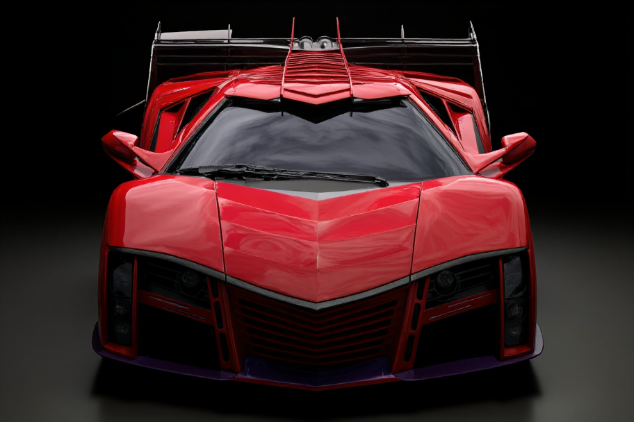 Dynamic view of BEAST supercar showcasing its sleek and aggressive side profile design